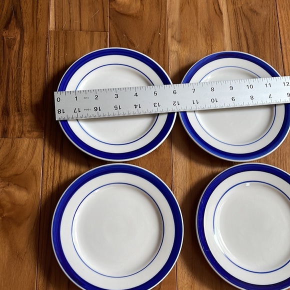 Vintage Farberware French country cobalt blue stripe plate set - Picture 3 of 4